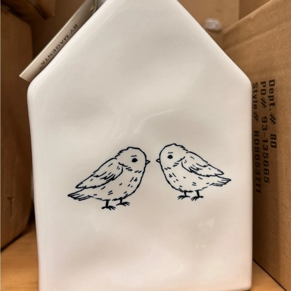 Rae Dunn - 2 bird print “Baby Bird” Ceramic Bird House